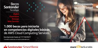 Mil becas para formación en competencias digitales de Banco Santander y Amazon Web Services